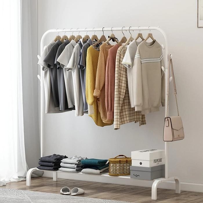 Ikea Livien - Lx110 Rak Besi Serbaguna Gawang Pakaian Baju Topi Sepatu Hanger - Wht