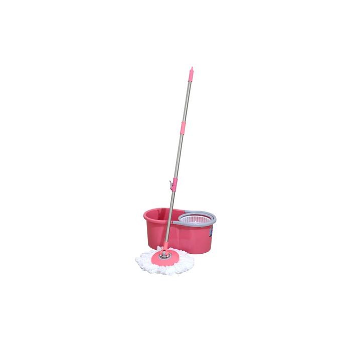 SPIN MOP BM 45 LION STAR ALAT PEL PERAWATAN RUMAH BIRU KAIN PINK LANTAI PEMBERSIH PEL LANTAI PERAS