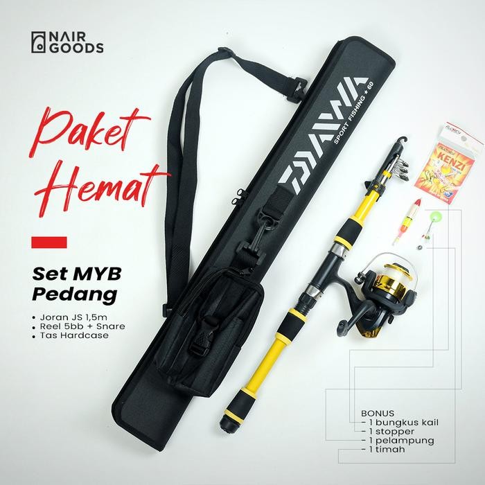 Daiwa - Set Alat Pancing Antena Fiber 150 Cm Bonus Tas Hardcase Joran Lengkap
