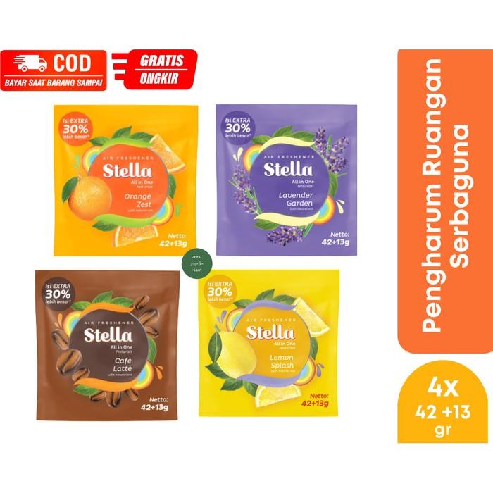 Inc Ppn- Stella All In One 42+13Gr Beli 3 Gratis 1 - Stella Pengharum Ruangan Gantung Grab/Gosend
