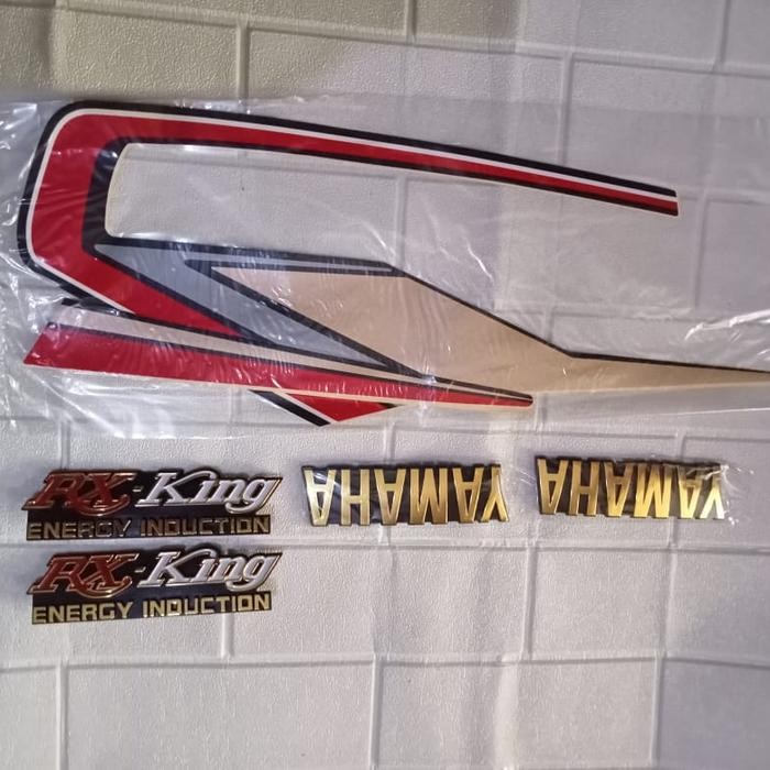 paket striping lis body RX-KING 92 merah set emblem tangki dan box aki