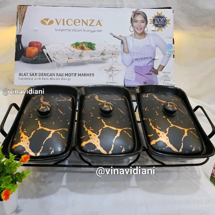 Prasmanan Triple Vicenza Marmer (Pink, Putih, Hitam) Kitchenware
