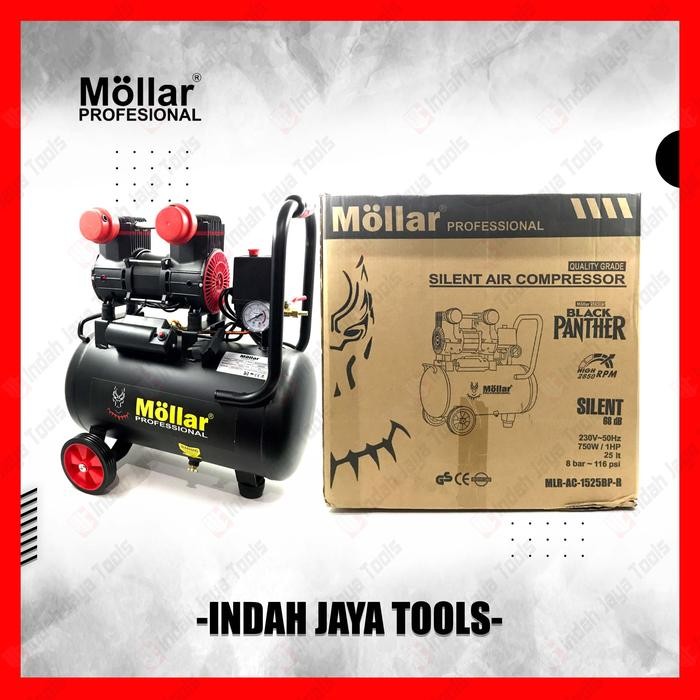 MOLLAR AC1525BP-R KOMPRESOR ANGIN SILENT 1 HP 25 LITER OILLESS OILESS
