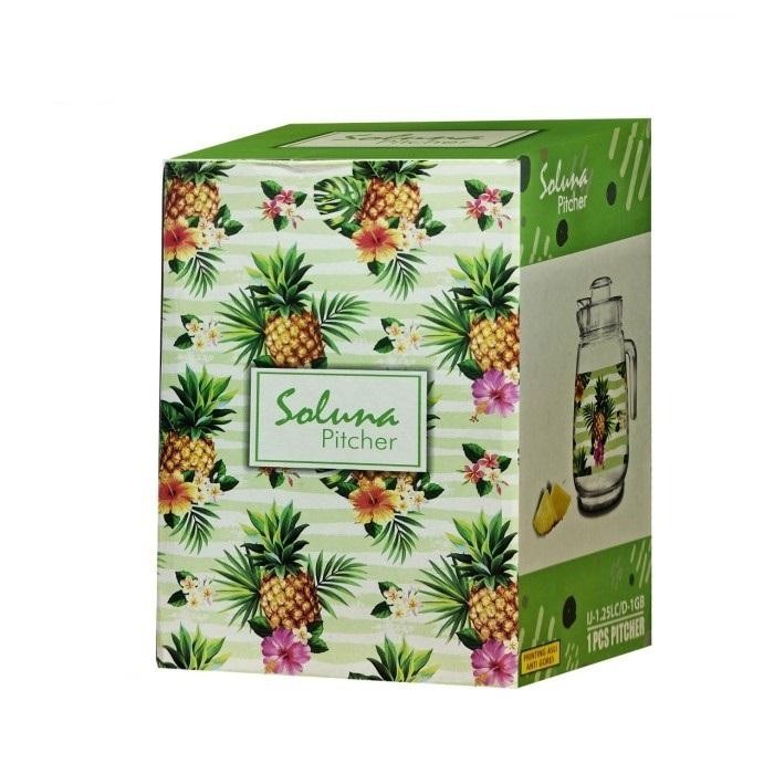 WATER JUG TEKO PITCHER GELAS KACA MOTIF BUNGA 1 LITER SOLUNA KIG