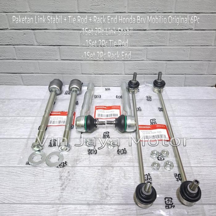 Jual Paket Kaki Kaki Tie Rod + Rack End + Link Stabil Honda Brv Mobilio 2014-2020 Original 6Pc