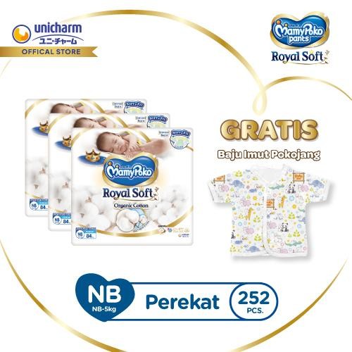 [Gratis Baju Pokojang] MamyPoko Royal Soft - NB 84 - Popok Perekat Newborn Bayi Baru Lahir - Karton