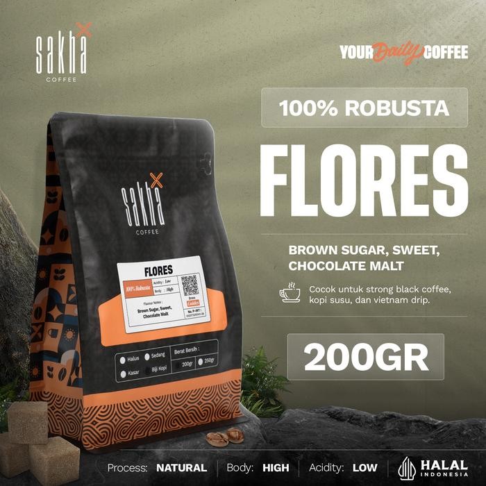 

Kopi Robusta Flores Coffee Roast Bean Espresso Roasted Beans Biji Bubuk 200 Gram