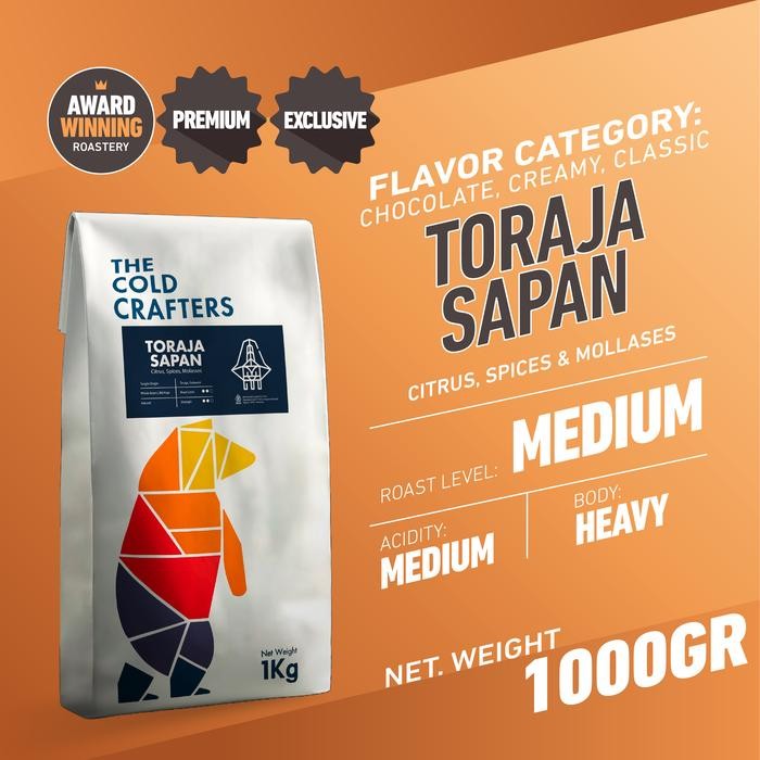

Toraja Sapan Arabica Grade 1 Biji Kopi Roasted Beans 1KG