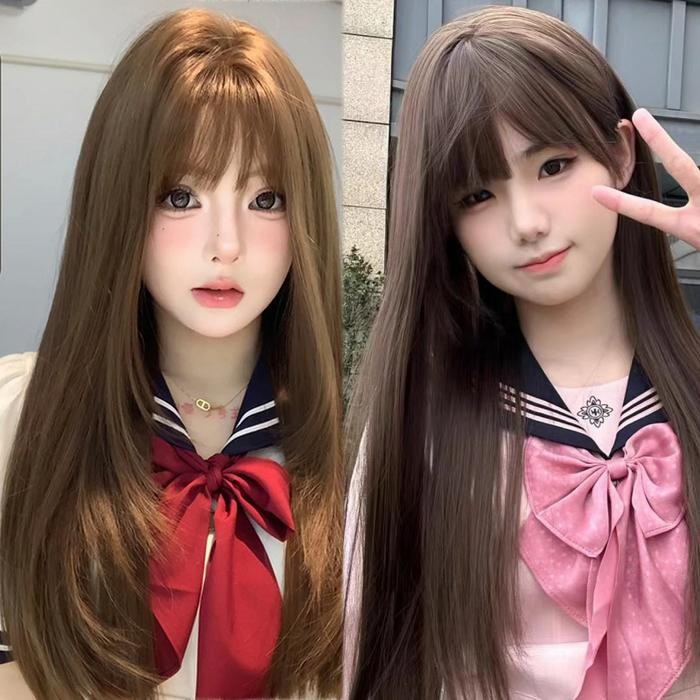Wig Wanita Full wig rambut wanita Kepala Rambut Wanita Korea full wig korea rambut satu kepala