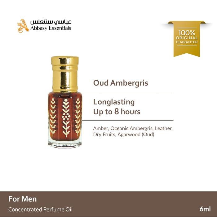 6ml Oud Ambergris Natural Parfum Oil Minyak Gaharu Amber Anbar