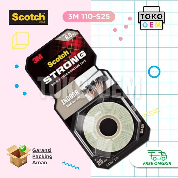 

Stok Baru 3M Scotch Strong Double Tape Perekat Double Sided Indoor Mounting Tape 25mm x 1,5m 110-S25