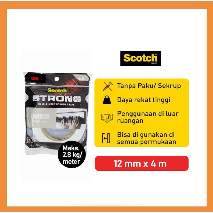 

Stok Baru Scotch 3M Perekat Isolasi Indoor Mounting Tape 110-M12 12MM x 4M 2,8kg