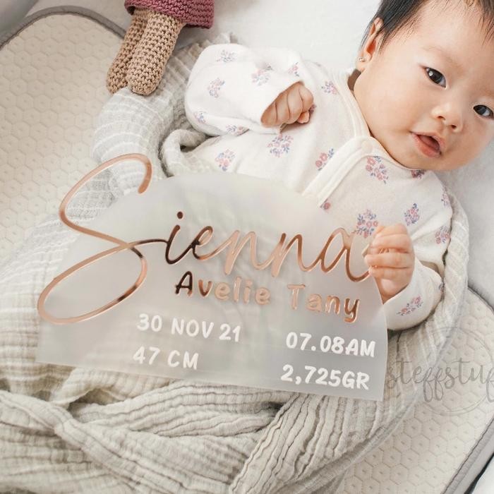 SIENNA HOSPITAL BOARD Papan Nama Acrylic Bayi Baby Announcement Newborn Gift Akrilik