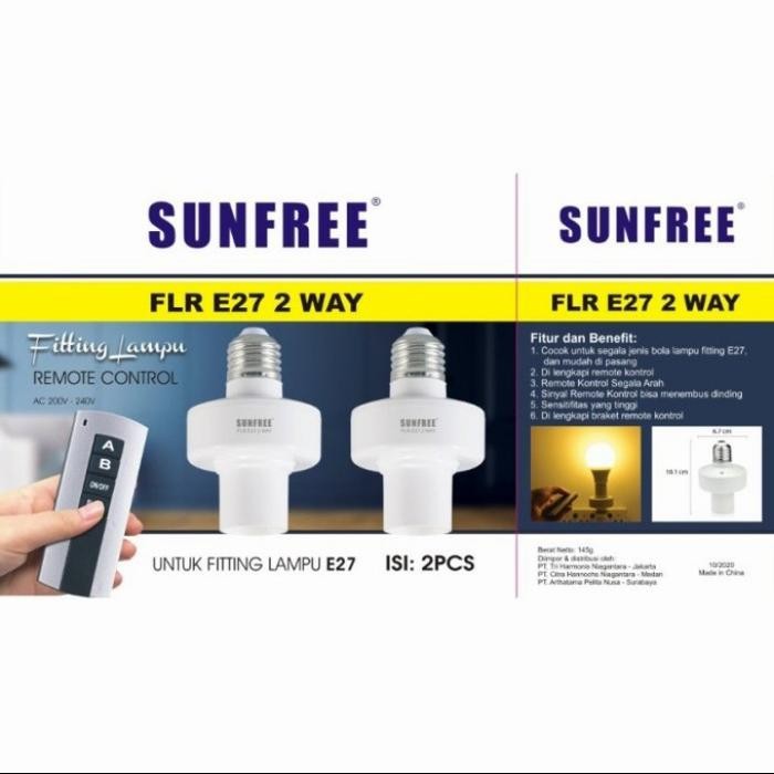 SUNFREE FITTING LAMPU REMOTE CONTROL FLR E27 2 WAY - LAMP HOLDER MURAH