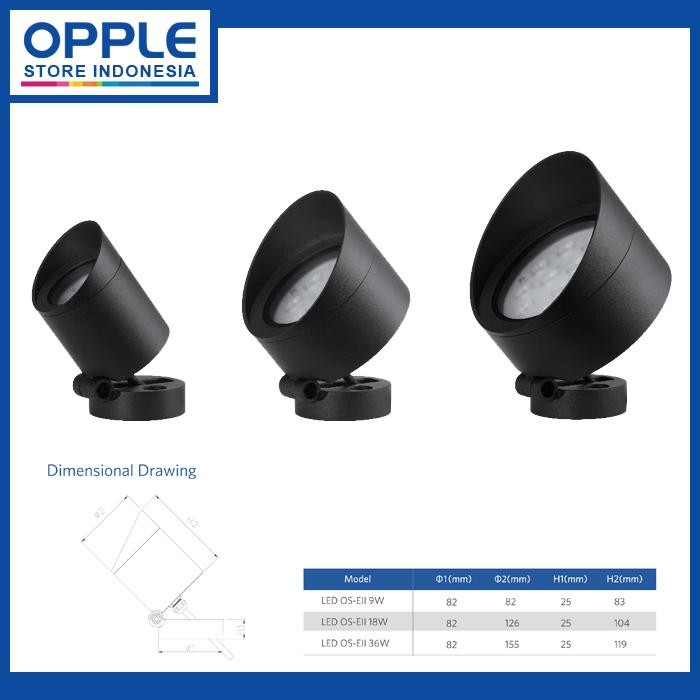 LAMPU TAMAN LED OUTDOOR SPOT EII 9W 3000 (KUNING) 24D GY GP OPPLE