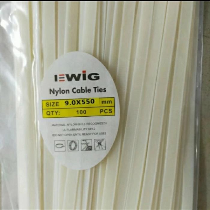 

Murah..!! 9X550 Nylon Kabel Ties Ewig 9 X 550 Pengikat Putih Cv 550 Cv550 100Pcs