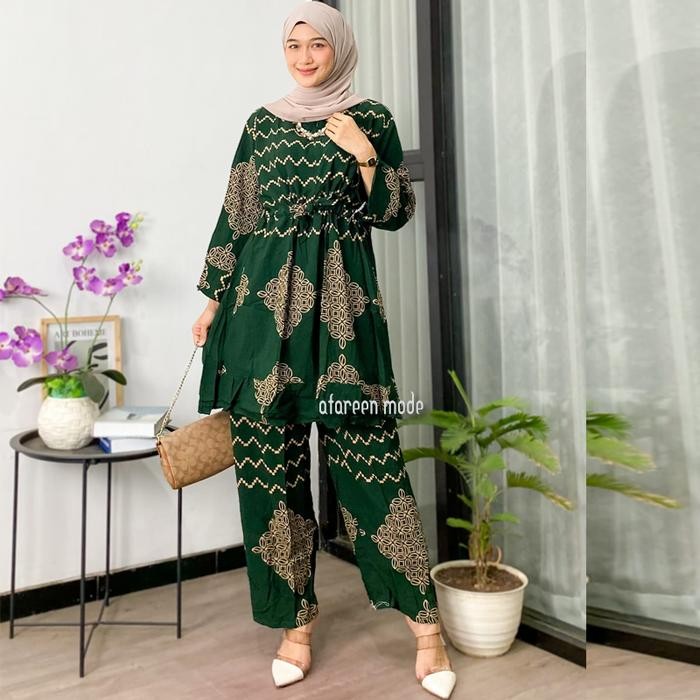 Setelan kekinian daster set setelan baju celana panjang wanita jumbo