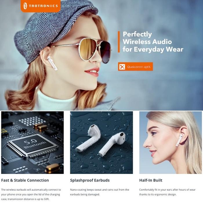 Preum Tws Aptx Taotronics Soundliberty 95 Clear C Noise Cancelling Krofon Bawaan