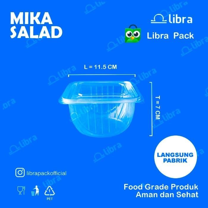 Mika Salad Bening Alas + Tutup / Mangkok Wadah Buah / Mika Wadah Pudin