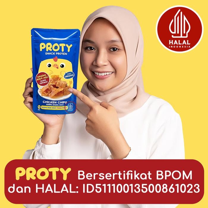 

Snack Sehat Tinggi Protein Proty Ori(2)+Pedas(1) Cemilan Chicken Chips