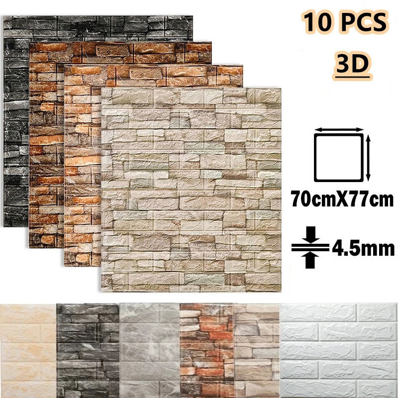 10pcs 3D Marble Brick Wall Stickers Home DIY Luxury Wall Renovation