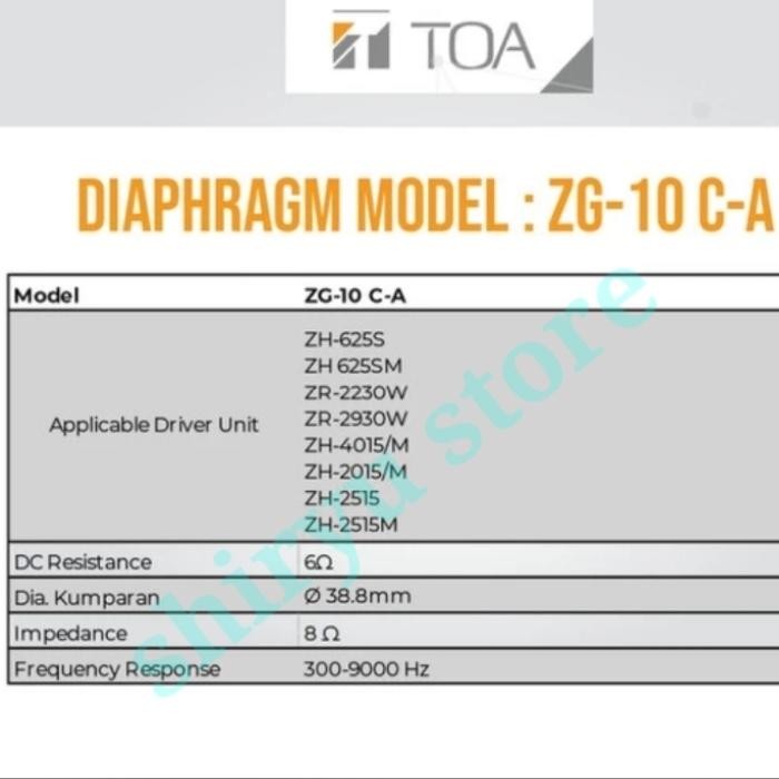 Spul Corong Toa Zh-2015 Zh-4015 Zh-625 S Sm Diaphragm Zr-2230W Zg-10Ca