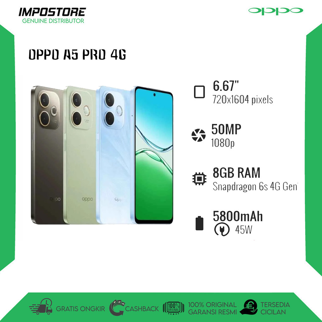 OPPO A5 PRO 4G - 8/128GB RAM - SNAPDRAGON 6S GEN 1 - REPACK