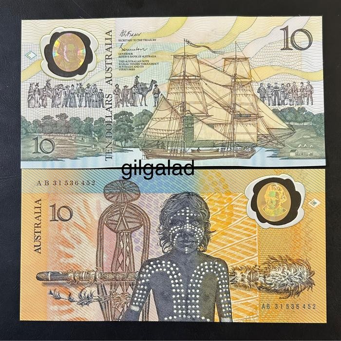 Diskon Australia 10 Dollar Aborigin 1988 Polymer Uang Asing Gress Ready