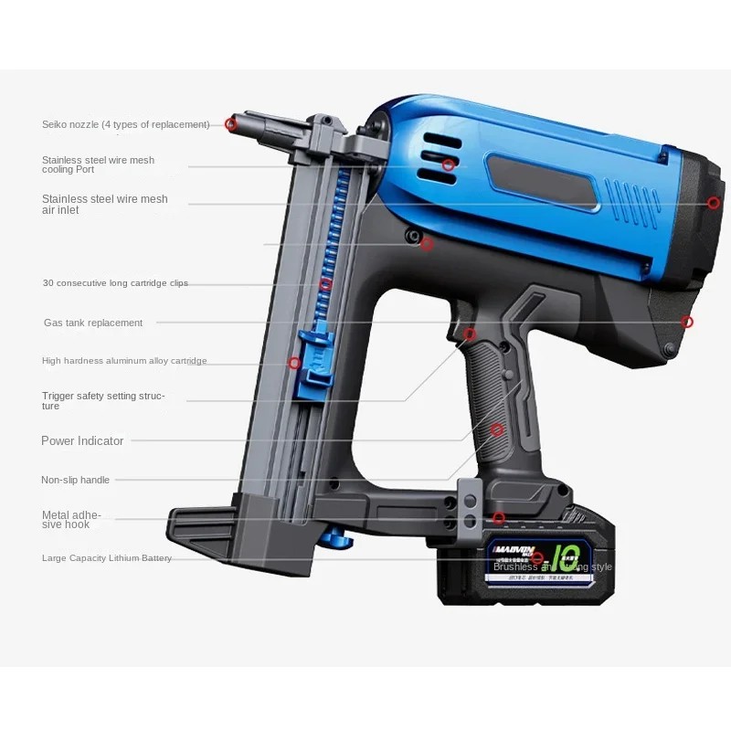 Cordless Gas Nail Gun Battery Powered Plumber Special Grab Concrete Electric Nail Gun Steel Air