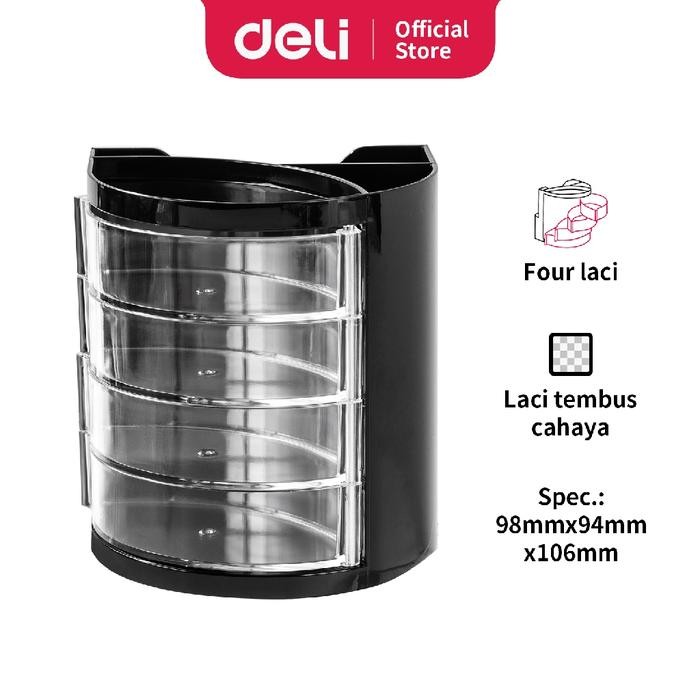 

HOT SALE! Deli Tempat Alat tulis Desk Organizer 4 laci yang dapat diputar E9133