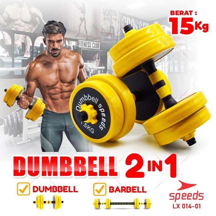 Dumbell Barbel Set Max 15Kg Dumbell Dumble Alat Fitness Speeds 014-1