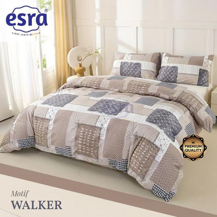 Sprei Katun Lokal ESRA motif minimalis kotak ukuran 180 King Size