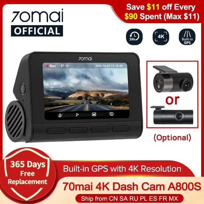 70mai 4K Dash Cam A800S Built-in GPS ADAS 140°FOV 70mai Camera Car