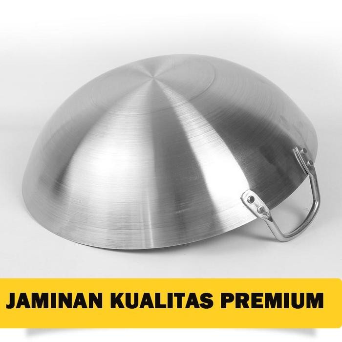 PREMIUM QME - Wajan Stainless GRATIS SPATULA Stainless Steel Wajan Tebal Ukuran 36CM-50CM KUALITAS