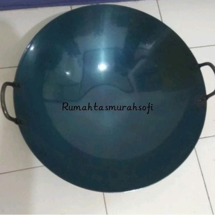 PREMIUM WAJAN BAJA KUALI WOK PENGGORENGAN 50CM SEASONING SIAP LANGSUNG PAKAI Hitam