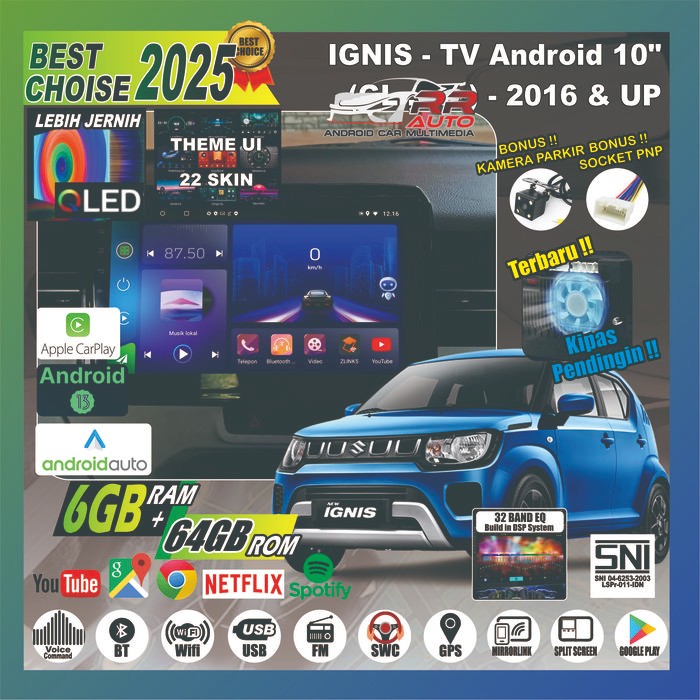 PREMIUM Suzuki Ignis headunit tape mobil android 10inch (free kamera)