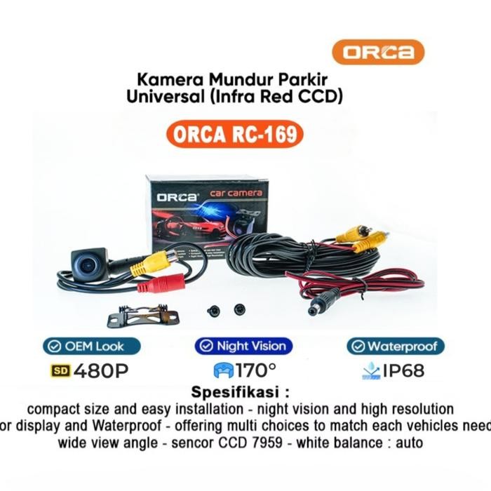 PREMIUM Kamera Mundur Mobil ORCA RC-169 NIGHT VISION UNIVERSAL Rear Car Camera Parkir RC169 RC 169