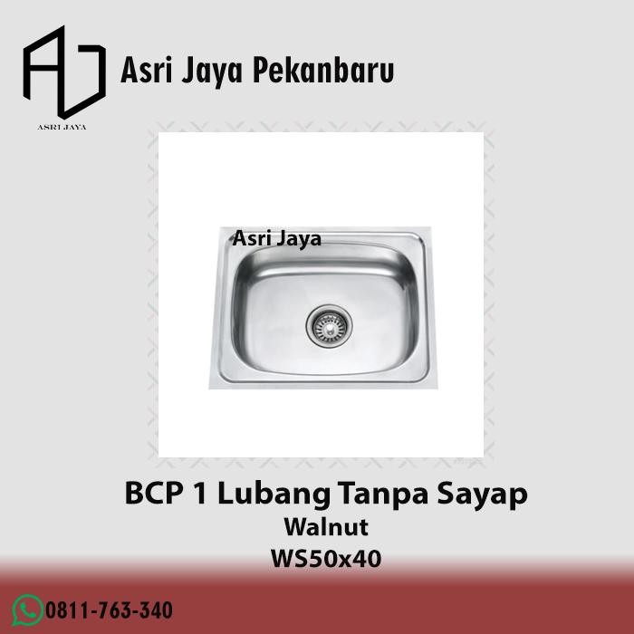 PREMIUM Bak Cuci Pring Walnut 1 Lubang Tanpa Sayap Stainless Sink 5040