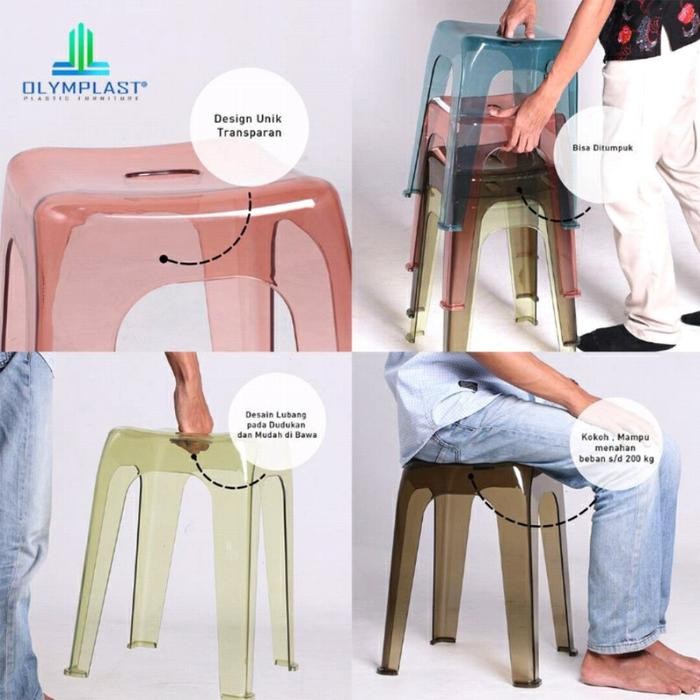 KURSI BASO BENING OLYMPLAST TRANSPARANT CRYSTAL STOOL / KURSI CAFE
