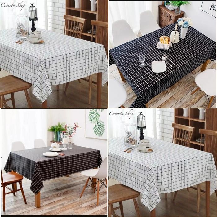 PREMIUM taplak meja makan kain katun 6 kursi/taplak meja kain katun 4 kursi