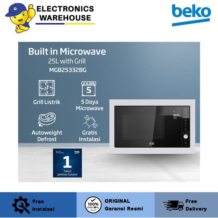 Beko Built In Microwave Oven Dan Grill 25 Liter Mgb25332Bg