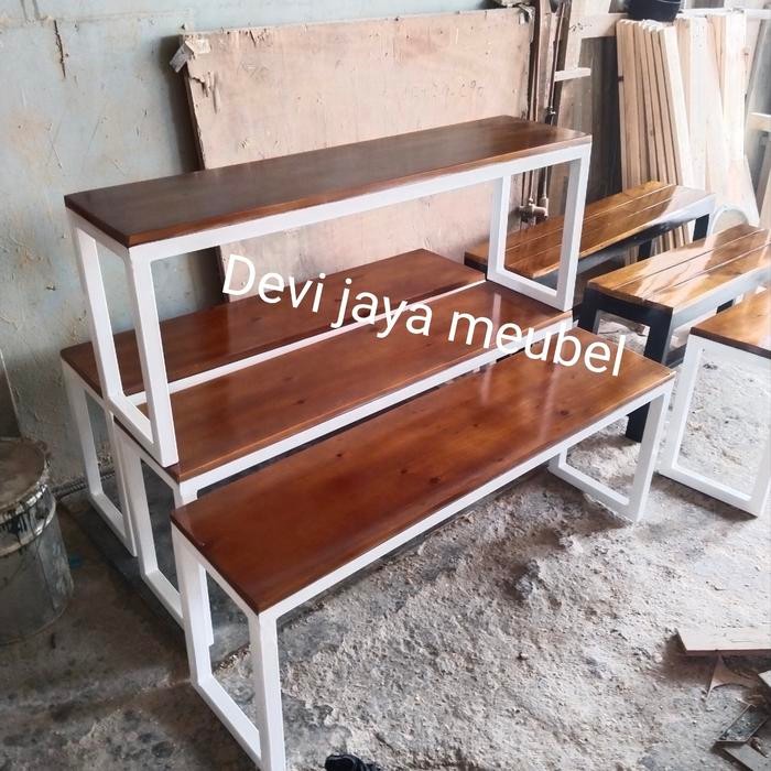 Bangku Panjang Besi Minimalis Kayu