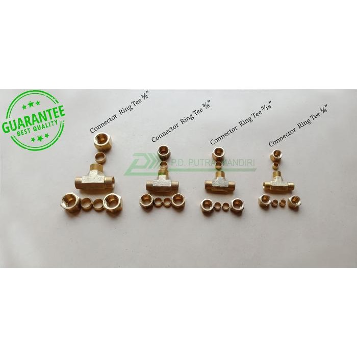Connector (Ring) Tee 5/16 - Kuningan "Tee Union (Ring)" #Gratisongkir