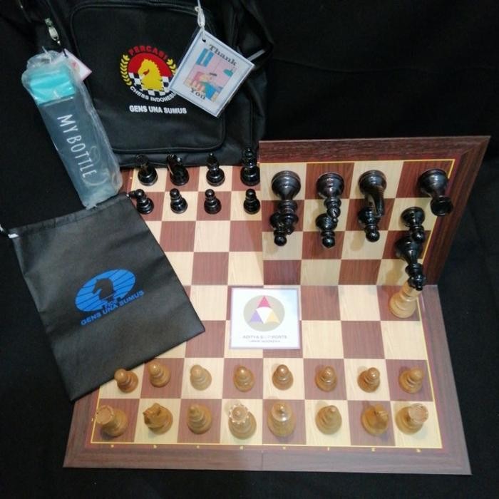 Set Catur Papan Magnet Bidak Kayu Standar Percasi Magnetic Board