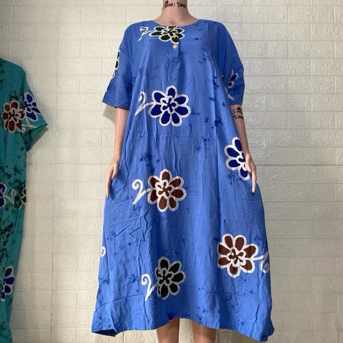 Daster Jumbo Sunan LD 130 Kencana Ungu Label Hitam Busui Kancing Baju Wanita Baju Santai Wanita Bisa