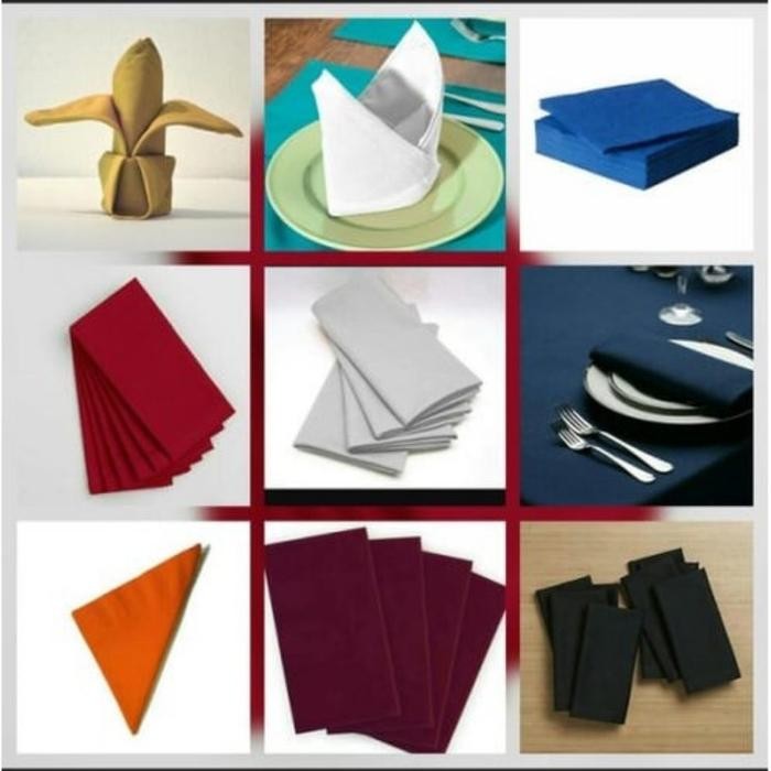 Kain Napkin Serbet Makan Lap Gelas Wine Alas Cutleries 50X50 Cm Polos
