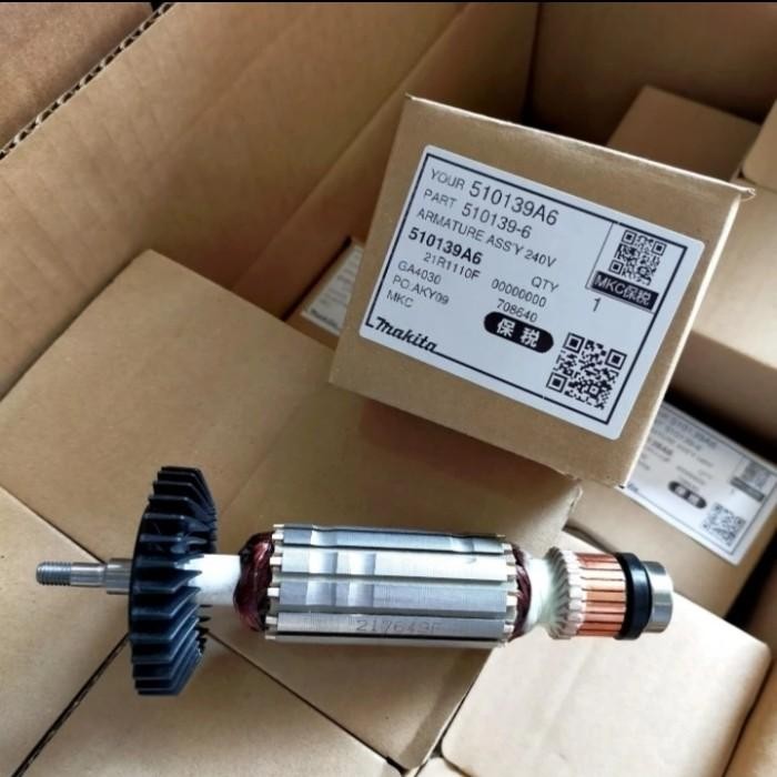 Makita Armature Ga4034 510139-6 Rotor Angker Mesin Gerinda Original