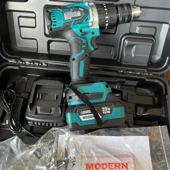 Mesin Bor Cordless 13mm M21 MODERN 20V / BRUSHLESS IMPACT HAMMER M-21 BOR TANGAN BATERAI