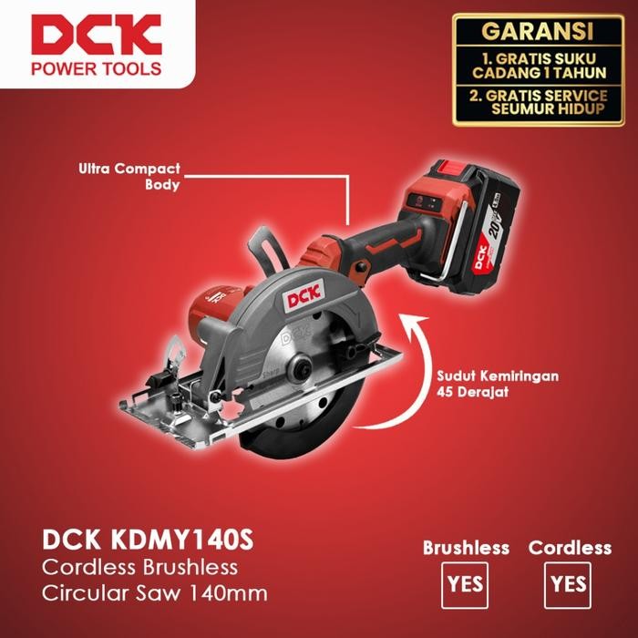 DCK KDMY140S Cordless Brushless Circular Saw 140mm / Mesin Circular Saw 140 mm