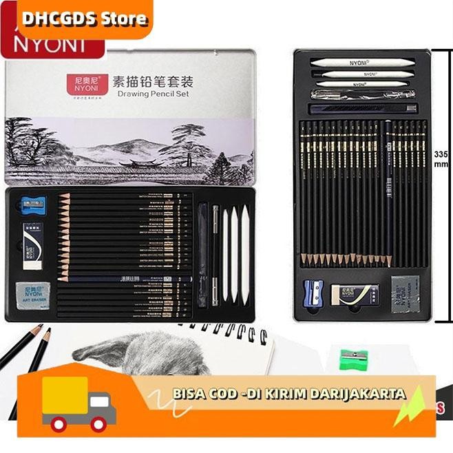 

SALE PROMO DRAWING PENCIL NYONI GAMBAR SET 29PCS METAL TIN BOX PENSIL GAMBAR LUKIS SKETSA LENGKAP